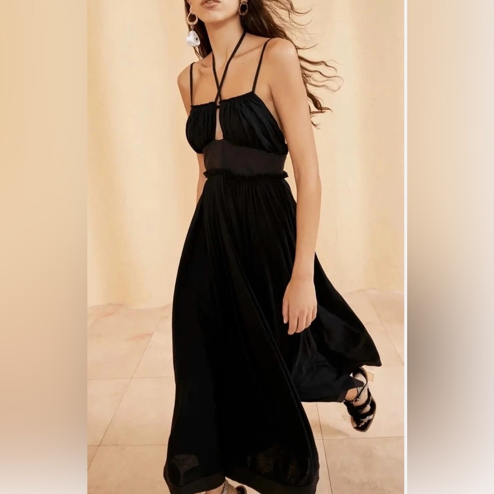 Ulla Johnson Freya Cutout Cotton Jersey Black Midi Dress - Picture 14 of 14